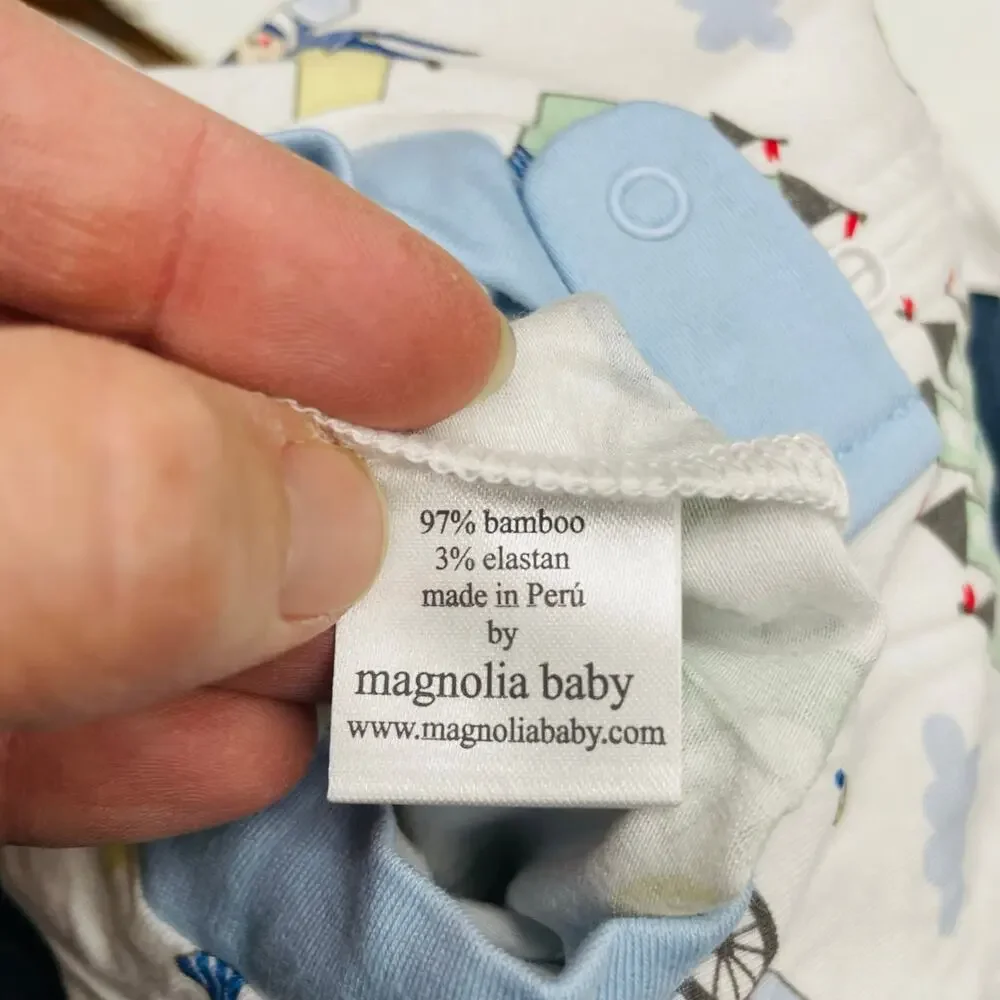 NWT Magnolia Baby 9M Little Prince Blue Printed Zipper Footie